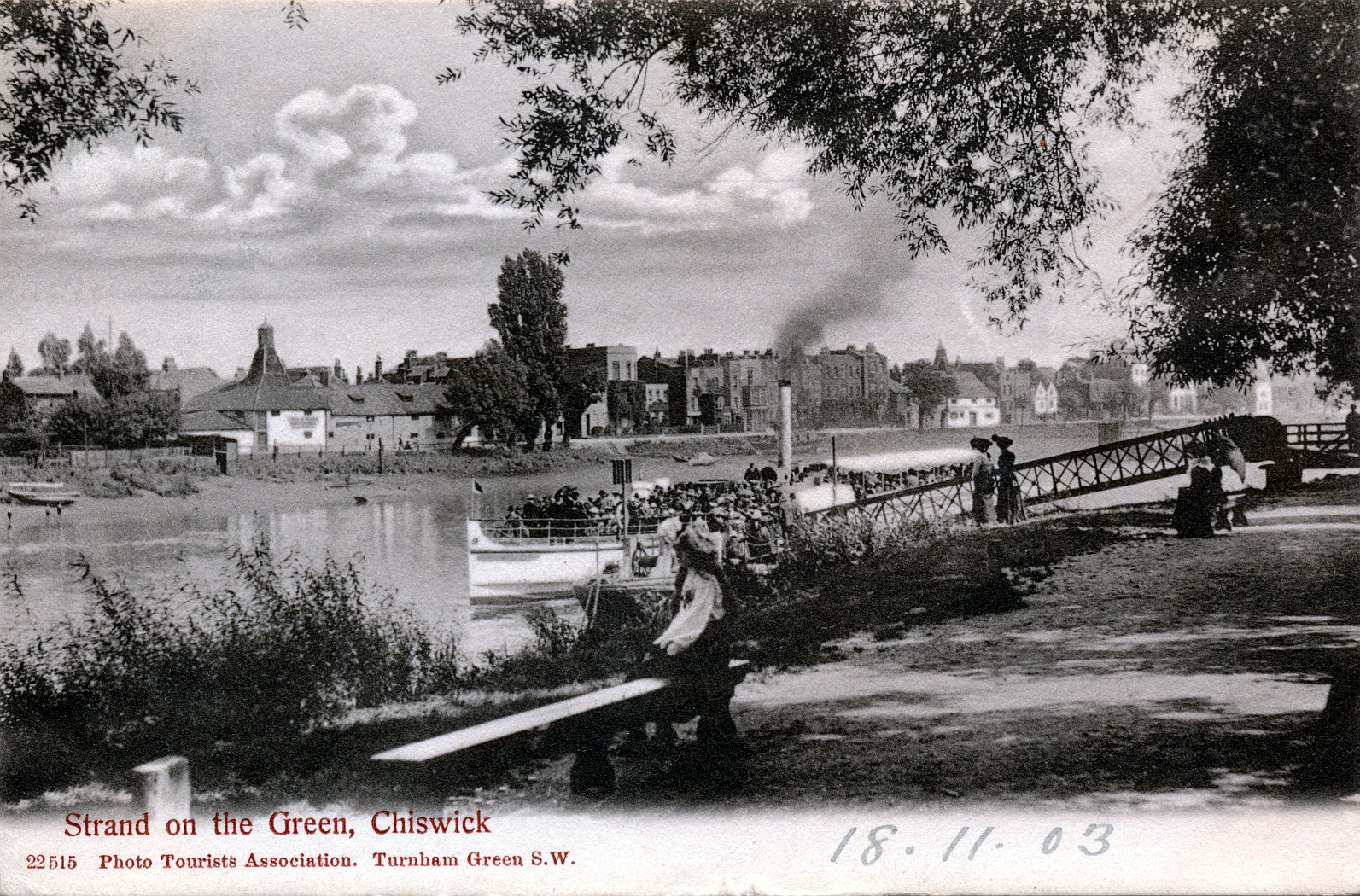 Chiswick Strand on the Green,Kew Pier,paddle steamer,river view